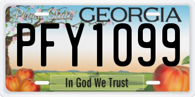 GA license plate PFY1099