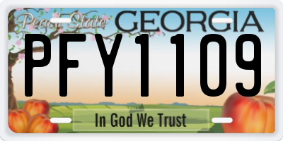 GA license plate PFY1109