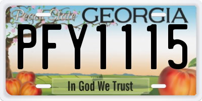 GA license plate PFY1115