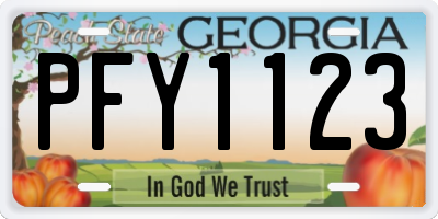 GA license plate PFY1123