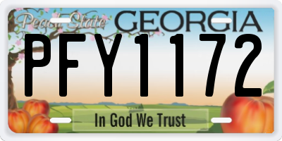 GA license plate PFY1172