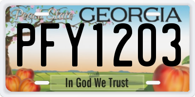 GA license plate PFY1203