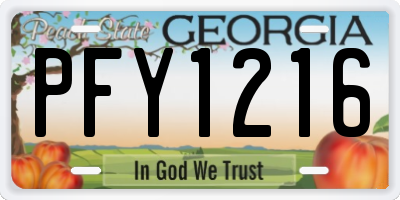GA license plate PFY1216