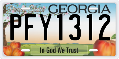GA license plate PFY1312