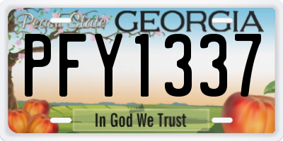 GA license plate PFY1337