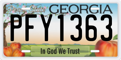 GA license plate PFY1363