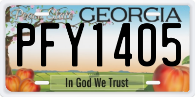 GA license plate PFY1405