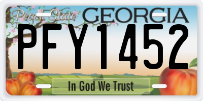 GA license plate PFY1452
