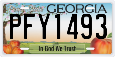 GA license plate PFY1493