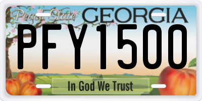 GA license plate PFY1500