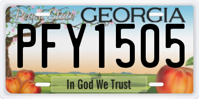 GA license plate PFY1505