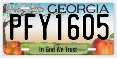 GA license plate PFY1605