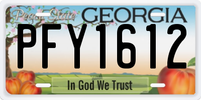 GA license plate PFY1612