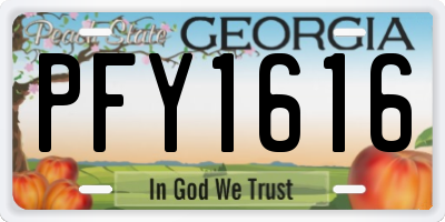 GA license plate PFY1616