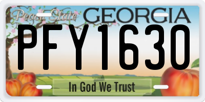 GA license plate PFY1630
