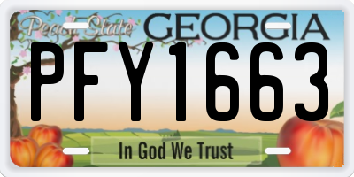 GA license plate PFY1663