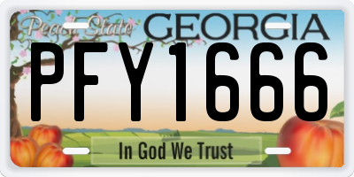 GA license plate PFY1666