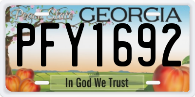 GA license plate PFY1692