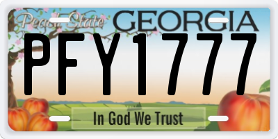GA license plate PFY1777