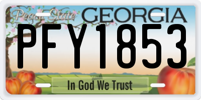 GA license plate PFY1853