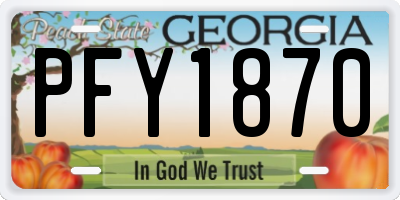 GA license plate PFY1870