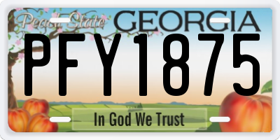 GA license plate PFY1875