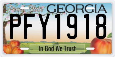 GA license plate PFY1918