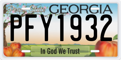 GA license plate PFY1932