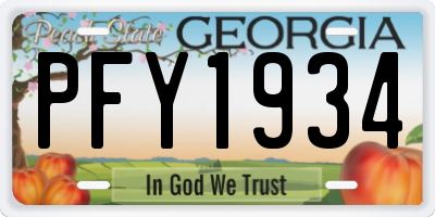 GA license plate PFY1934