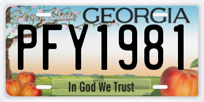 GA license plate PFY1981