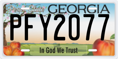 GA license plate PFY2077