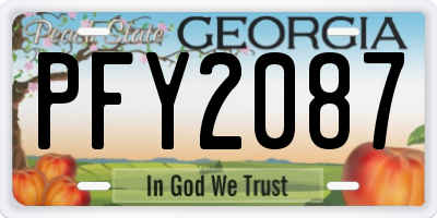 GA license plate PFY2087