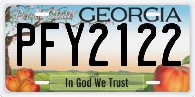 GA license plate PFY2122