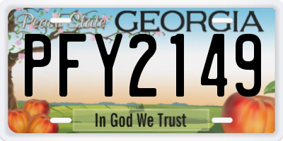 GA license plate PFY2149