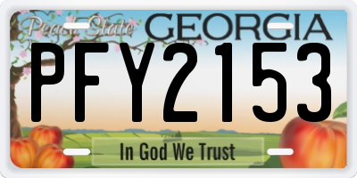 GA license plate PFY2153