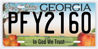 GA license plate PFY2160