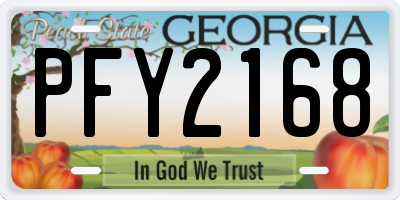 GA license plate PFY2168