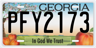 GA license plate PFY2173
