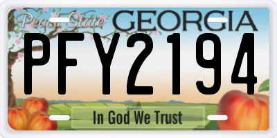 GA license plate PFY2194