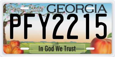 GA license plate PFY2215