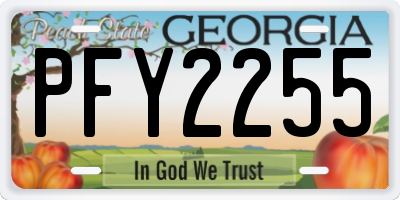 GA license plate PFY2255