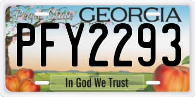 GA license plate PFY2293