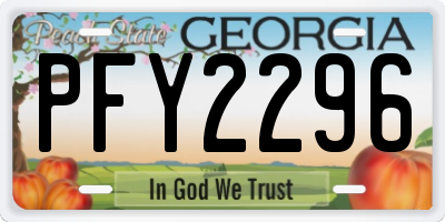 GA license plate PFY2296