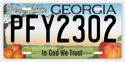 GA license plate PFY2302