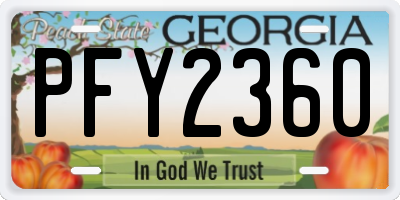 GA license plate PFY2360