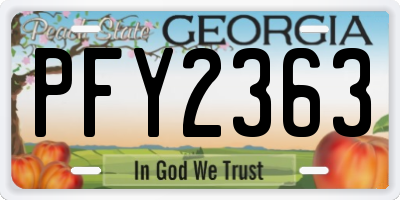 GA license plate PFY2363