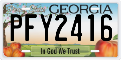 GA license plate PFY2416