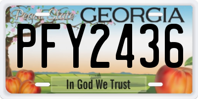 GA license plate PFY2436