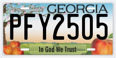 GA license plate PFY2505