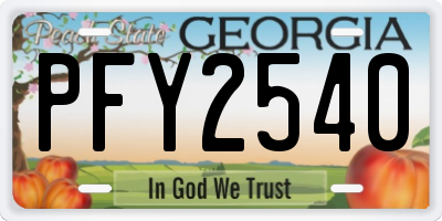 GA license plate PFY2540
